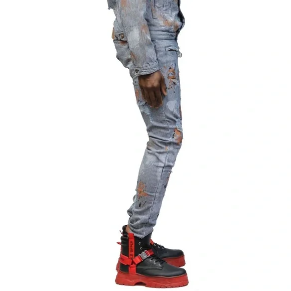 Pin Stripe distressed Jeans